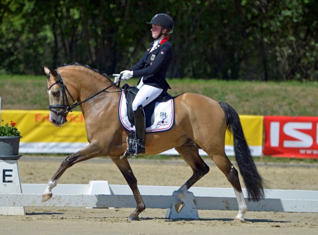 Clooney präsentiert von seiner Züchterin und Reiterin Nadine Krause Foto: Bernd Neff
